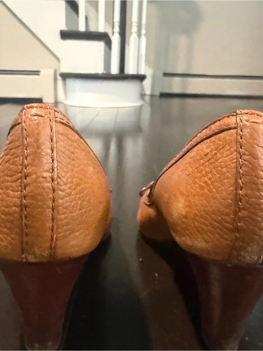 Tory Burch Tan Leather Logo Ballet Flats